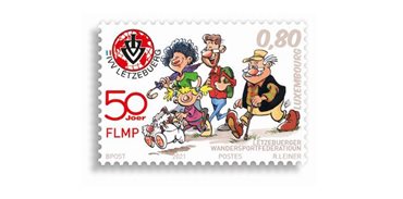 Sonderbriefmarke 50 Jahre „Fédération Luxembourgeoise de Marche Populaire“