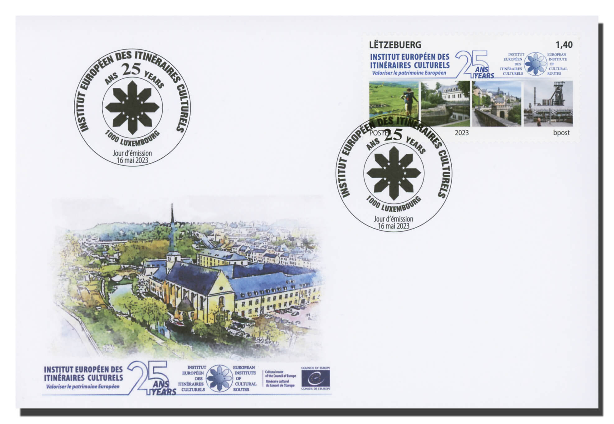 FDC-25 years Europ.Inst cultural routes