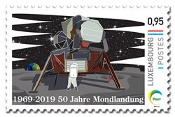 Briefmarke "meng.post.lu" - 50 Jahre Mondlandung