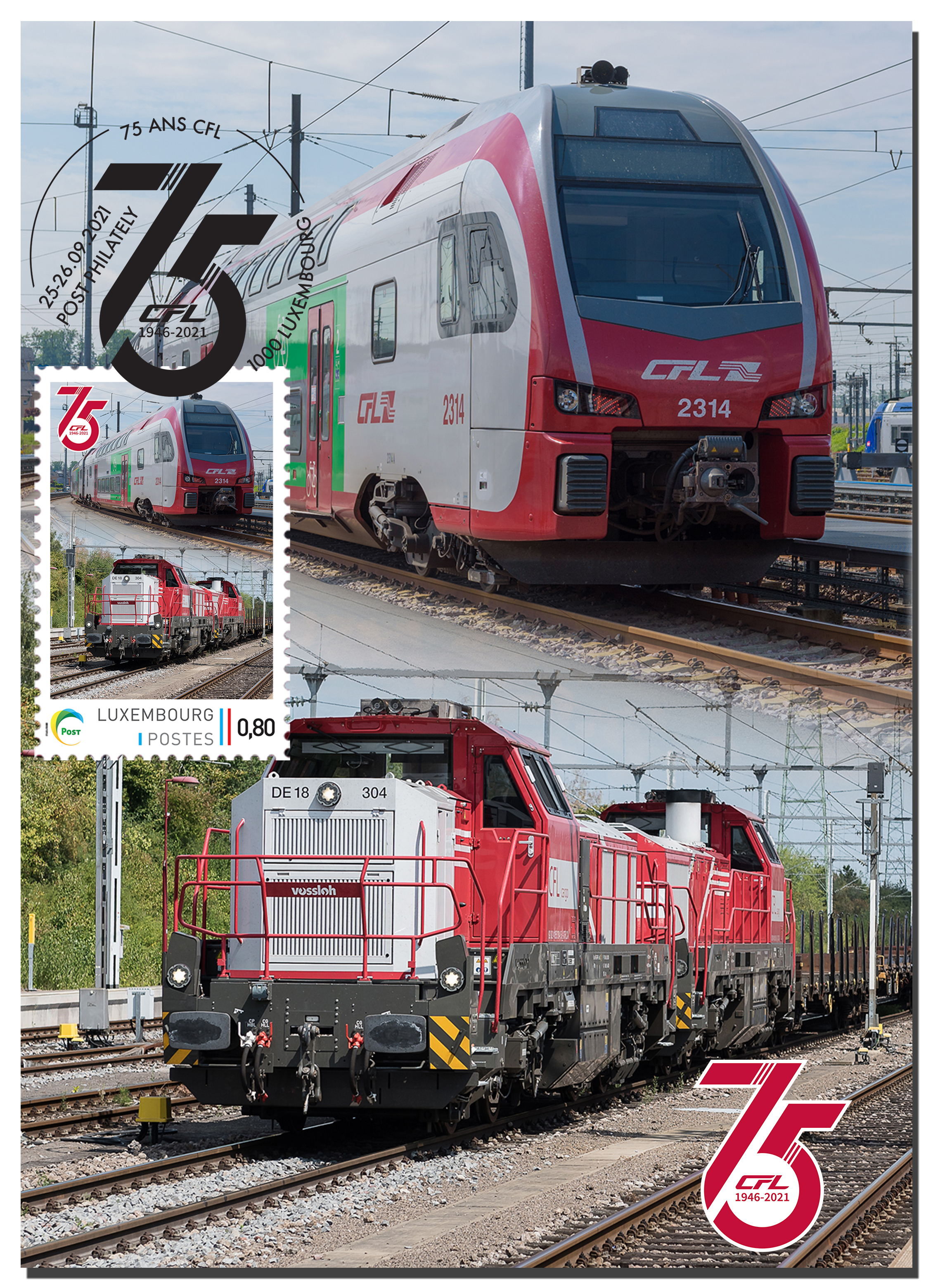 Carte meng.post - 75 ans CFL- trains