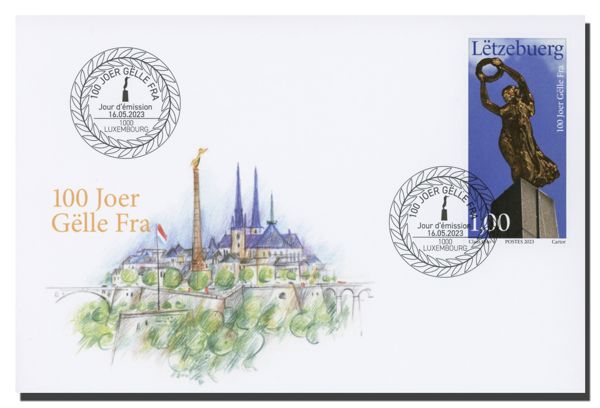 FDC - 100 Jahre Gëlle Fra