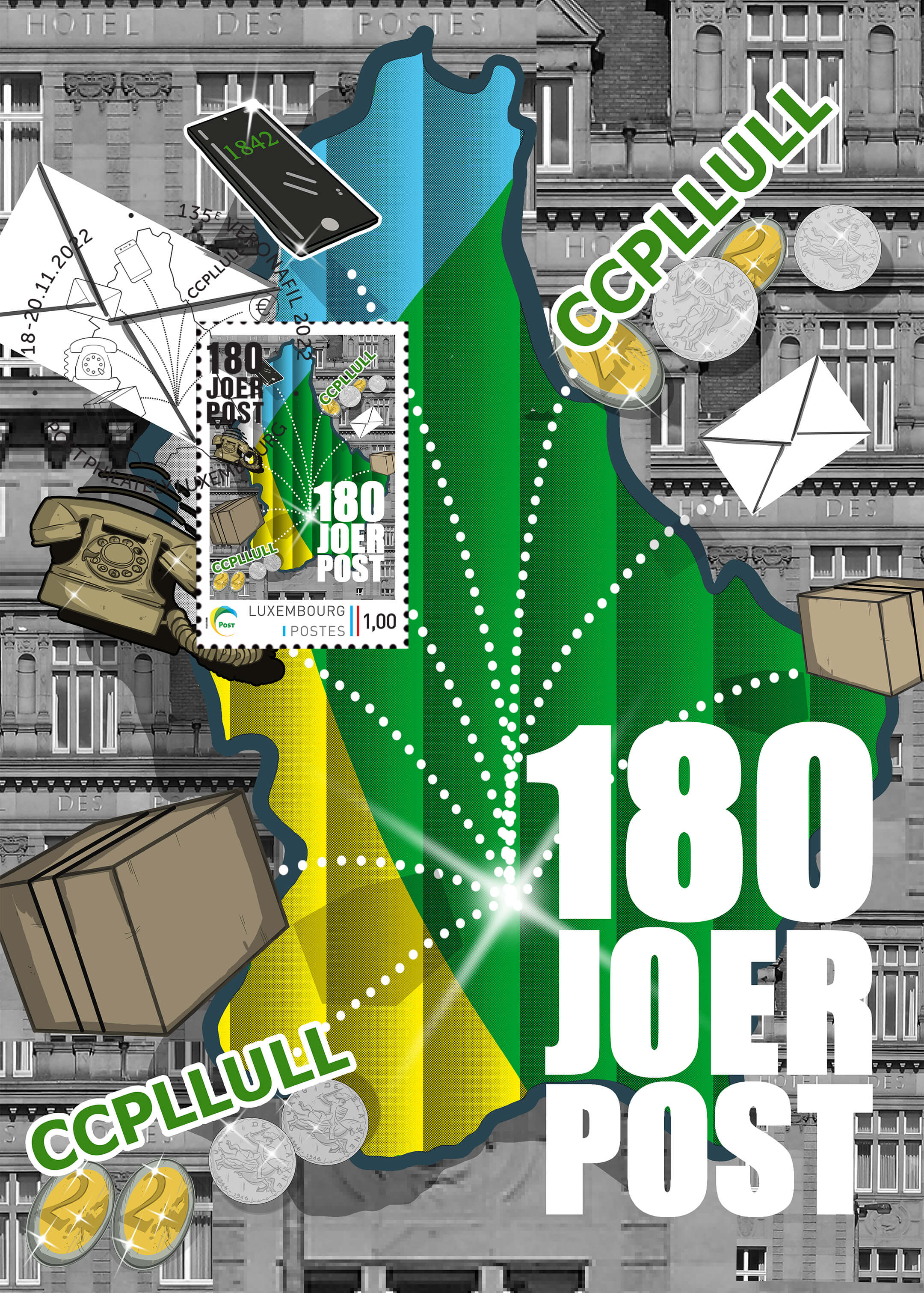 Card + stamp - 180 Joer POST