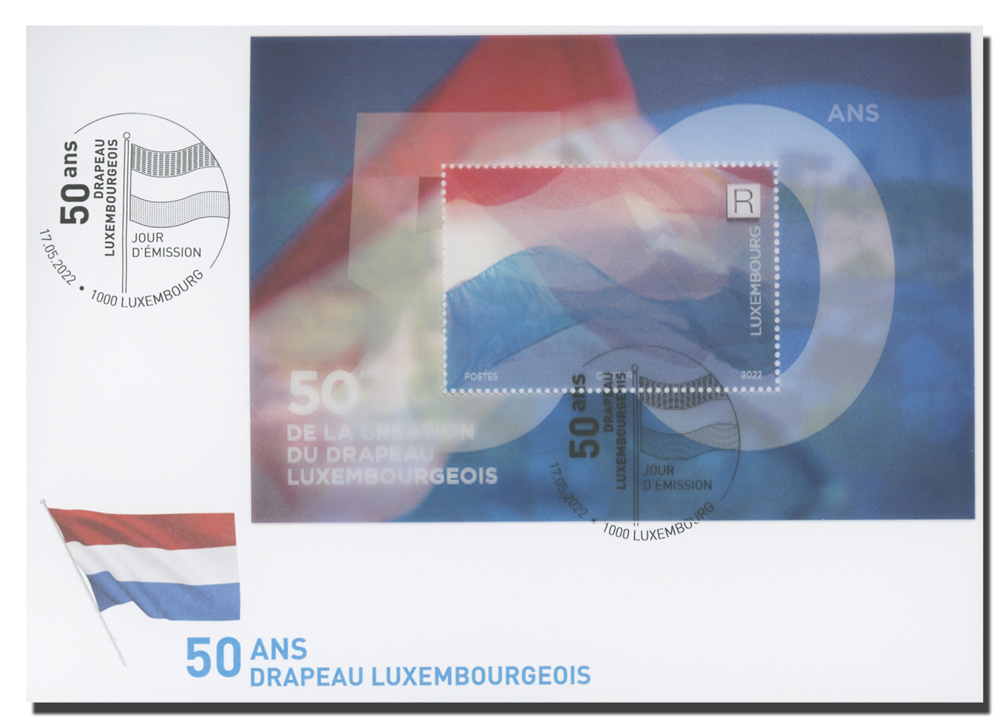 FDC - Bloc 50 years of Luxembourg Flag