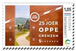 Briefmarke meng.post.lu 25 Jahre Schengen